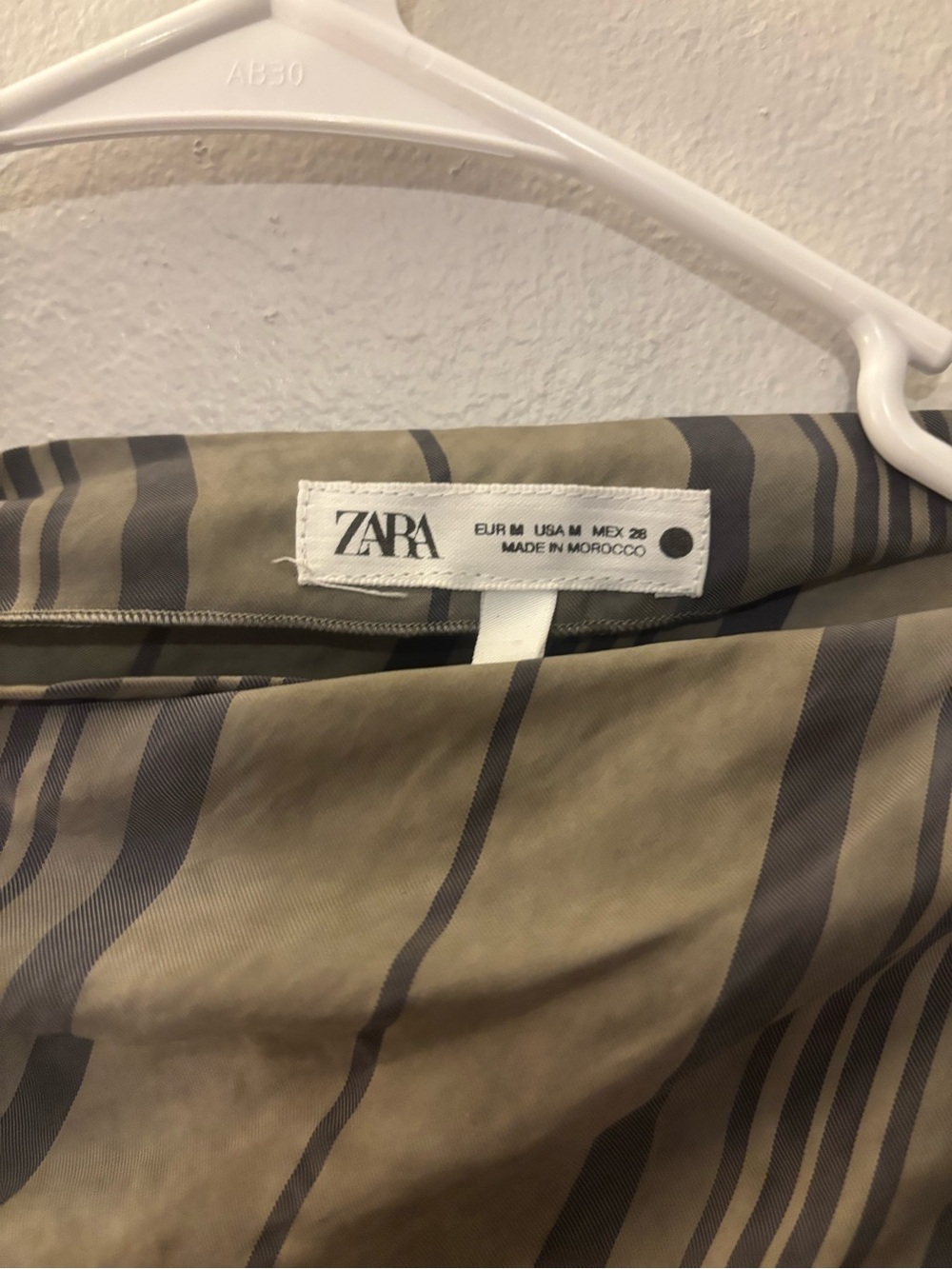 ZARA Olive Green Stripes Asymmetrical Sleeveless Blouse